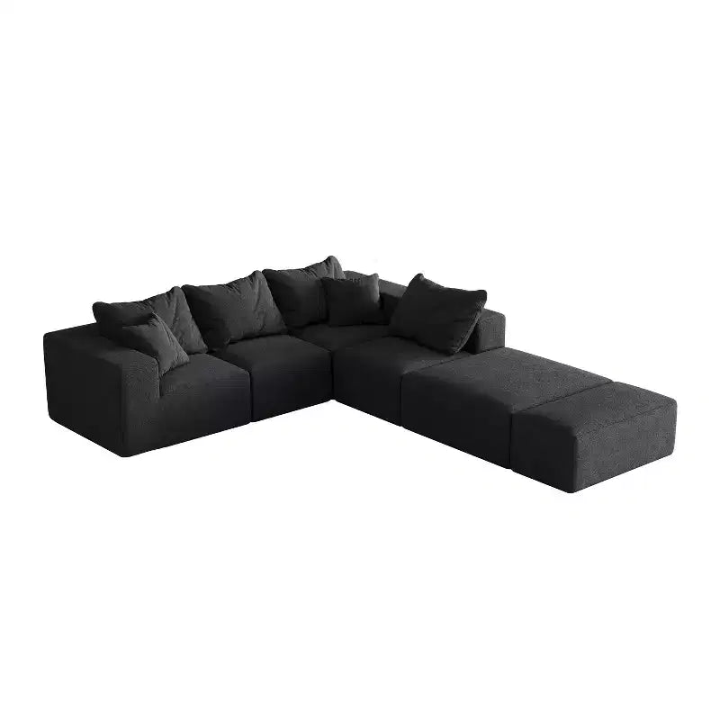 Divano sezionale modulare a L da 335 cm con rivestimento in ciniglia, set da 6 pezzi con cuscini profondi e cuscini decorativi per soggiorno e camera da letto