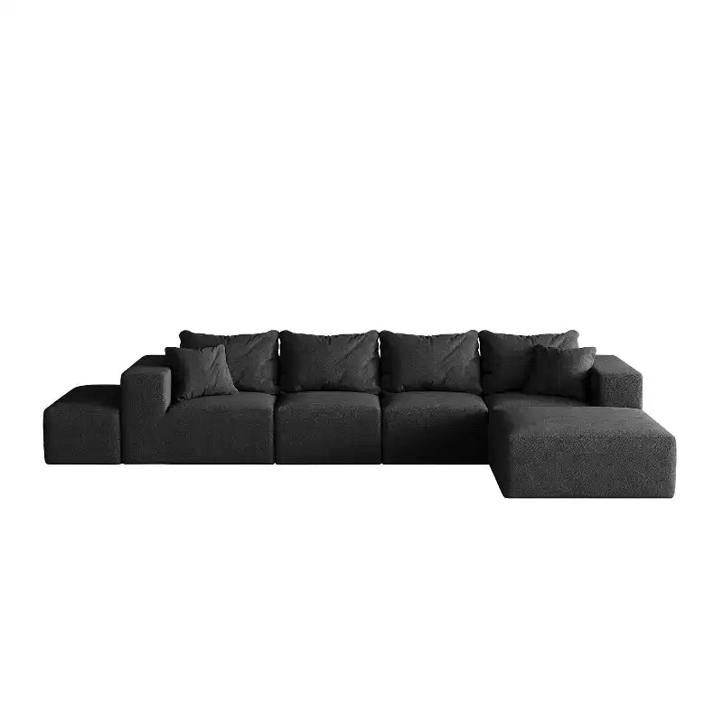 Divano sezionale modulare a L da 335 cm con rivestimento in ciniglia, set da 6 pezzi con cuscini profondi e cuscini decorativi per soggiorno e camera da letto