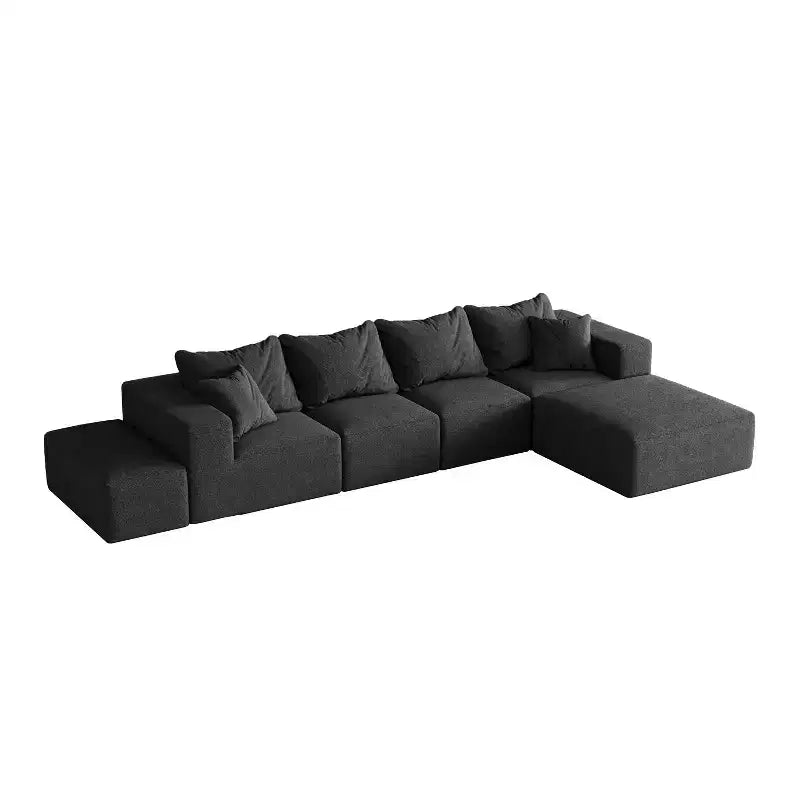 Divano sezionale modulare a L da 335 cm con rivestimento in ciniglia, set da 6 pezzi con cuscini profondi e cuscini decorativi per soggiorno e camera da letto
