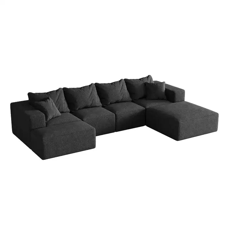 Divano sezionale modulare a L da 335 cm con rivestimento in ciniglia, set da 6 pezzi con cuscini profondi e cuscini decorativi per soggiorno e camera da letto