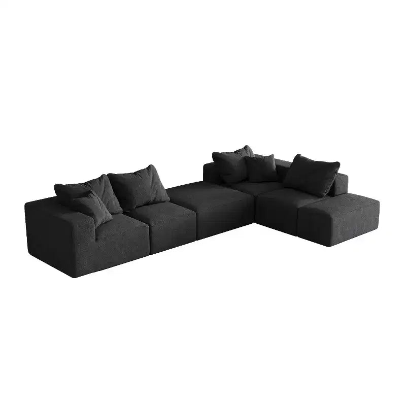 Divano sezionale modulare a L da 335 cm con rivestimento in ciniglia, set da 6 pezzi con cuscini profondi e cuscini decorativi per soggiorno e camera da letto