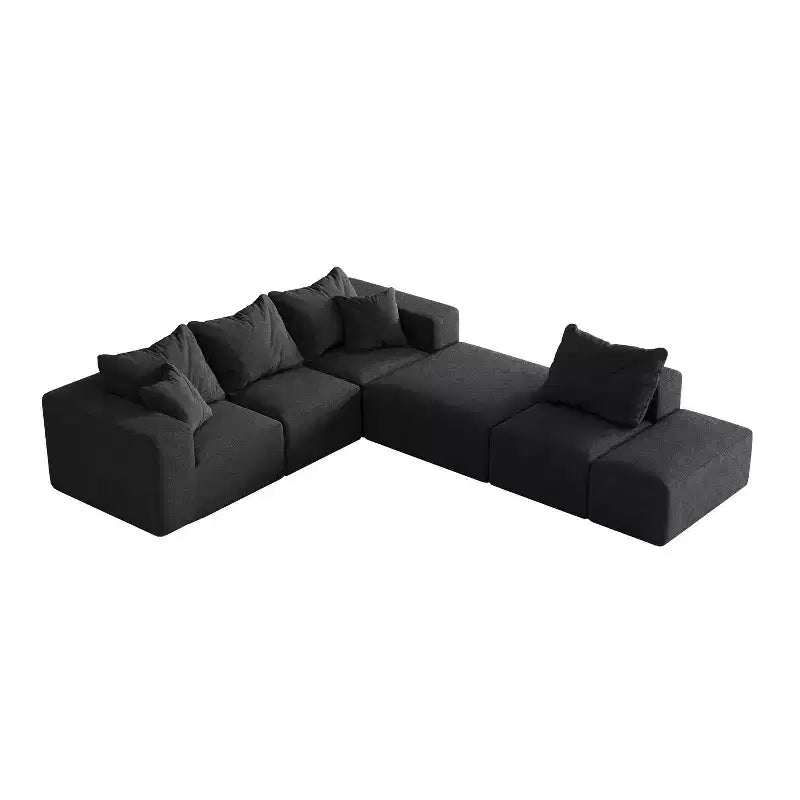 Divano sezionale modulare a L da 335 cm con rivestimento in ciniglia, set da 6 pezzi con cuscini profondi e cuscini decorativi per soggiorno e camera da letto