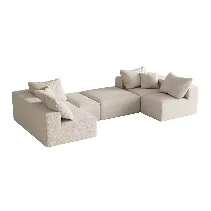Divano sezionale modulare a L da 335 cm con rivestimento in ciniglia, set da 6 pezzi con cuscini profondi e cuscini decorativi per soggiorno e camera da letto