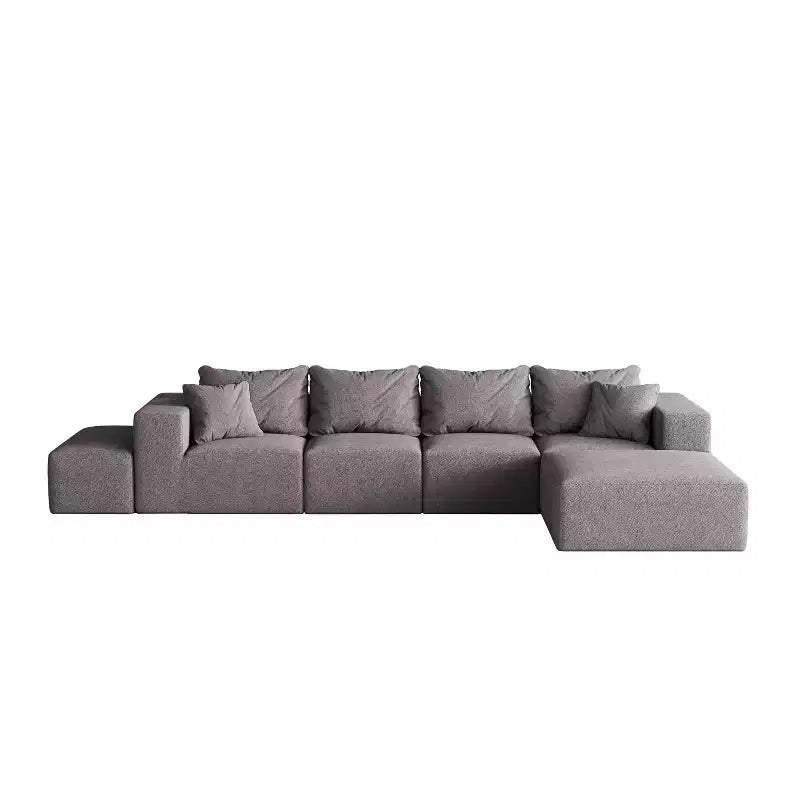 Divano sezionale modulare a L da 335 cm con rivestimento in ciniglia, set da 6 pezzi con cuscini profondi e cuscini decorativi per soggiorno e camera da letto