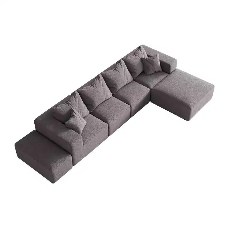 Divano sezionale modulare a L da 335 cm con rivestimento in ciniglia, set da 6 pezzi con cuscini profondi e cuscini decorativi per soggiorno e camera da letto