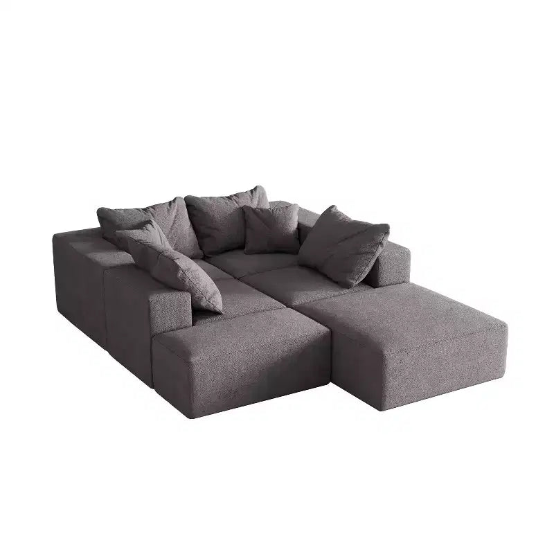 Divano sezionale modulare a L da 335 cm con rivestimento in ciniglia, set da 6 pezzi con cuscini profondi e cuscini decorativi per soggiorno e camera da letto