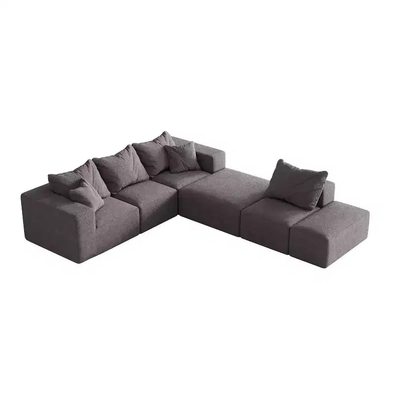 Divano sezionale modulare a L da 335 cm con rivestimento in ciniglia, set da 6 pezzi con cuscini profondi e cuscini decorativi per soggiorno e camera da letto