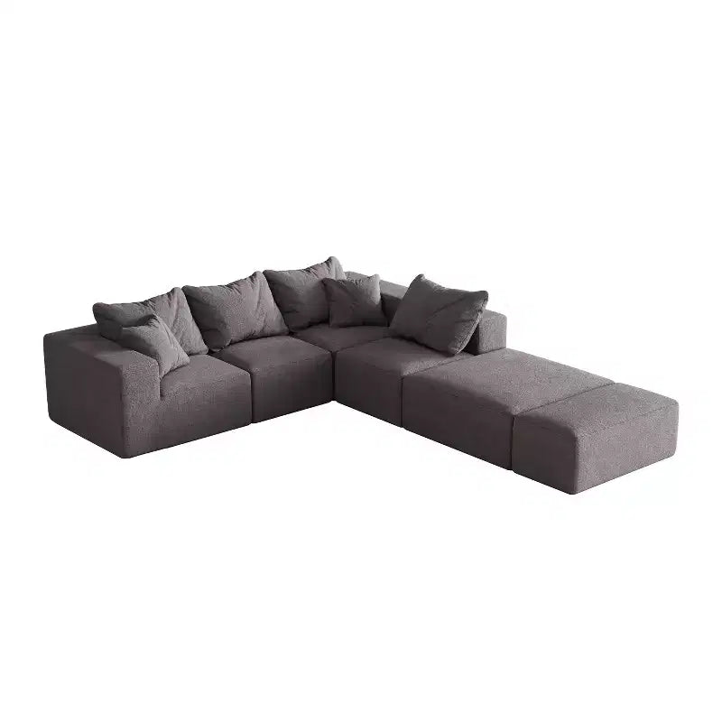 Divano sezionale modulare a L da 335 cm con rivestimento in ciniglia, set da 6 pezzi con cuscini profondi e cuscini decorativi per soggiorno e camera da letto
