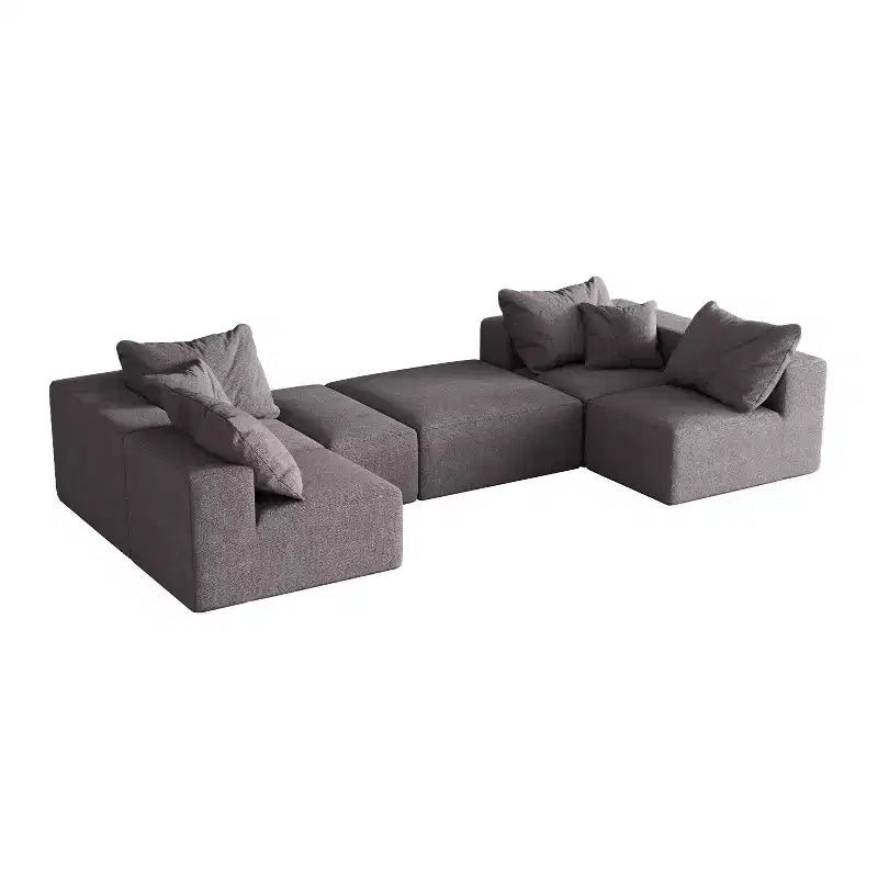 Divano sezionale modulare a L da 335 cm con rivestimento in ciniglia, set da 6 pezzi con cuscini profondi e cuscini decorativi per soggiorno e camera da letto