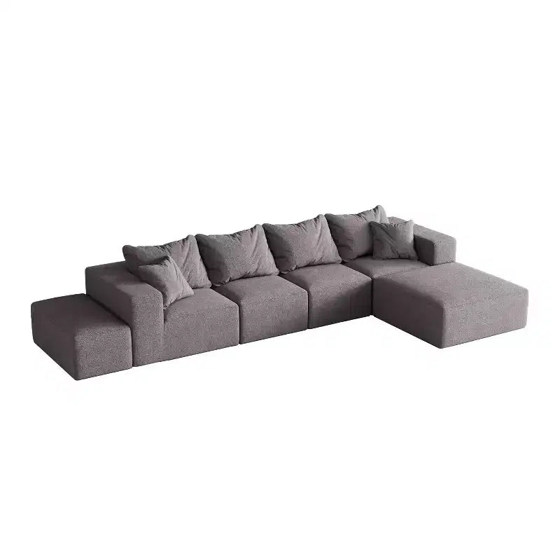 Divano sezionale modulare a L da 335 cm con rivestimento in ciniglia, set da 6 pezzi con cuscini profondi e cuscini decorativi per soggiorno e camera da letto