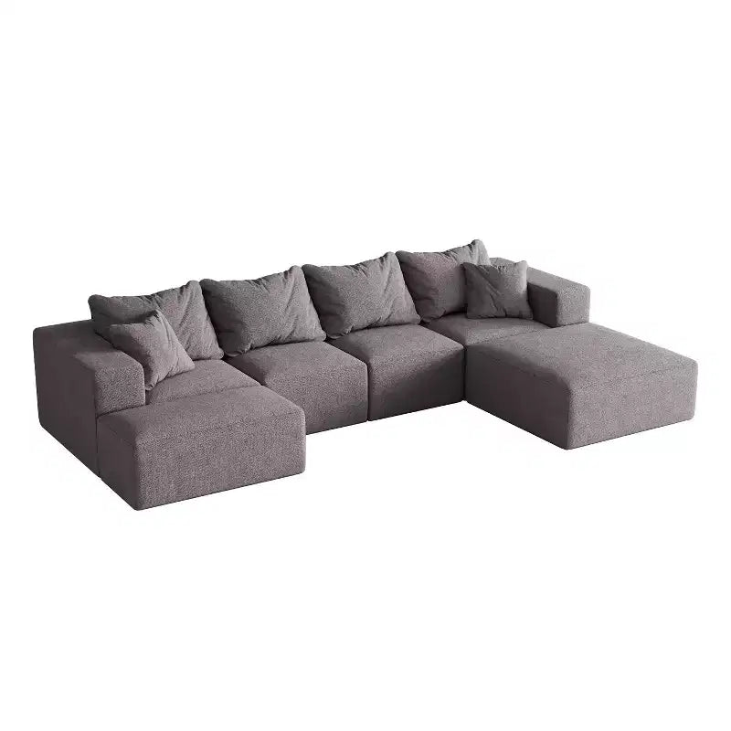 Divano sezionale modulare a L da 335 cm con rivestimento in ciniglia, set da 6 pezzi con cuscini profondi e cuscini decorativi per soggiorno e camera da letto