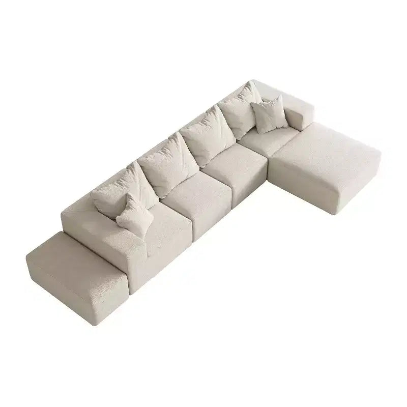 Divano sezionale modulare a L da 335 cm con rivestimento in ciniglia, set da 6 pezzi con cuscini profondi e cuscini decorativi per soggiorno e camera da letto