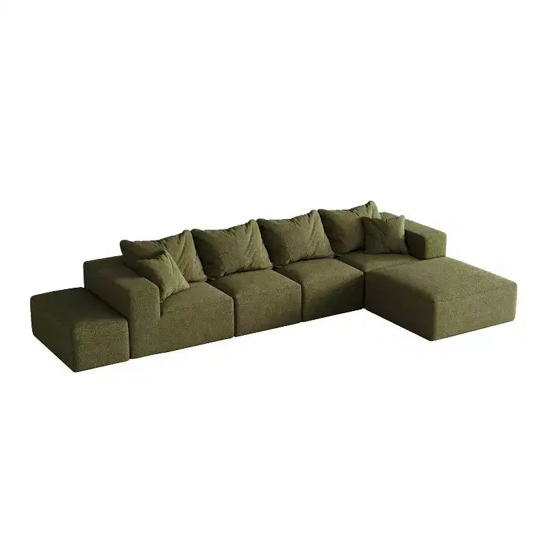 Divano sezionale modulare a L da 335 cm con rivestimento in ciniglia, set da 6 pezzi con cuscini profondi e cuscini decorativi per soggiorno e camera da letto
