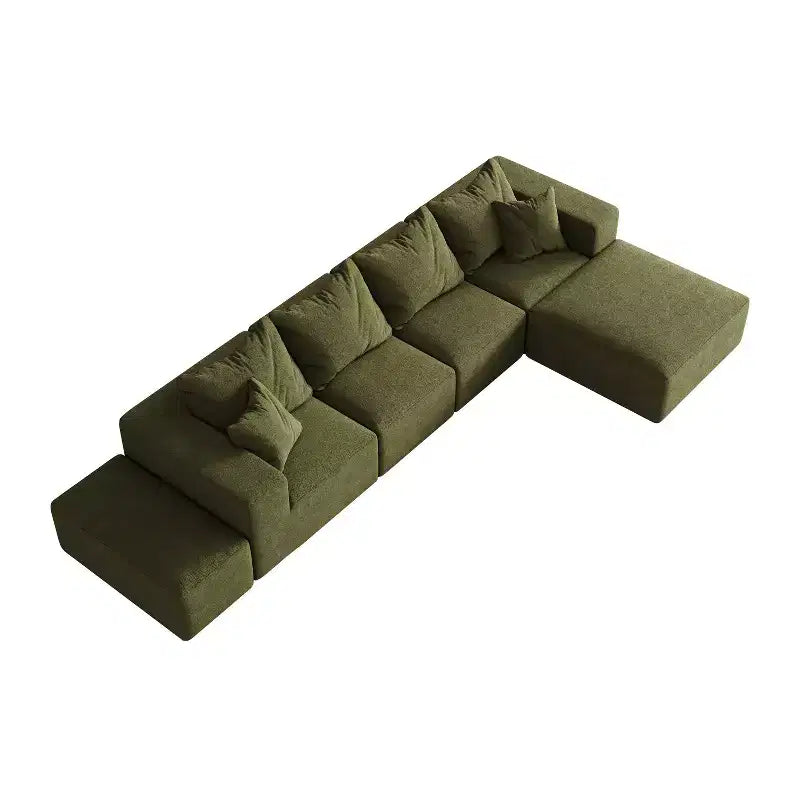 Divano sezionale modulare a L da 335 cm con rivestimento in ciniglia, set da 6 pezzi con cuscini profondi e cuscini decorativi per soggiorno e camera da letto