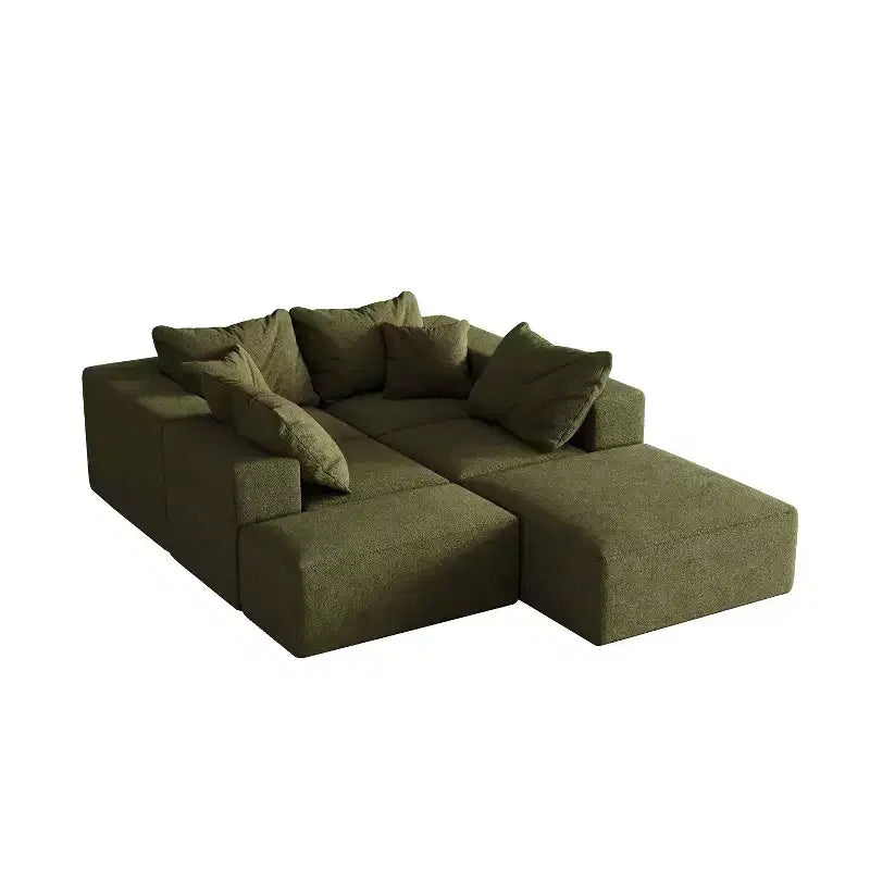 Divano sezionale modulare a L da 335 cm con rivestimento in ciniglia, set da 6 pezzi con cuscini profondi e cuscini decorativi per soggiorno e camera da letto