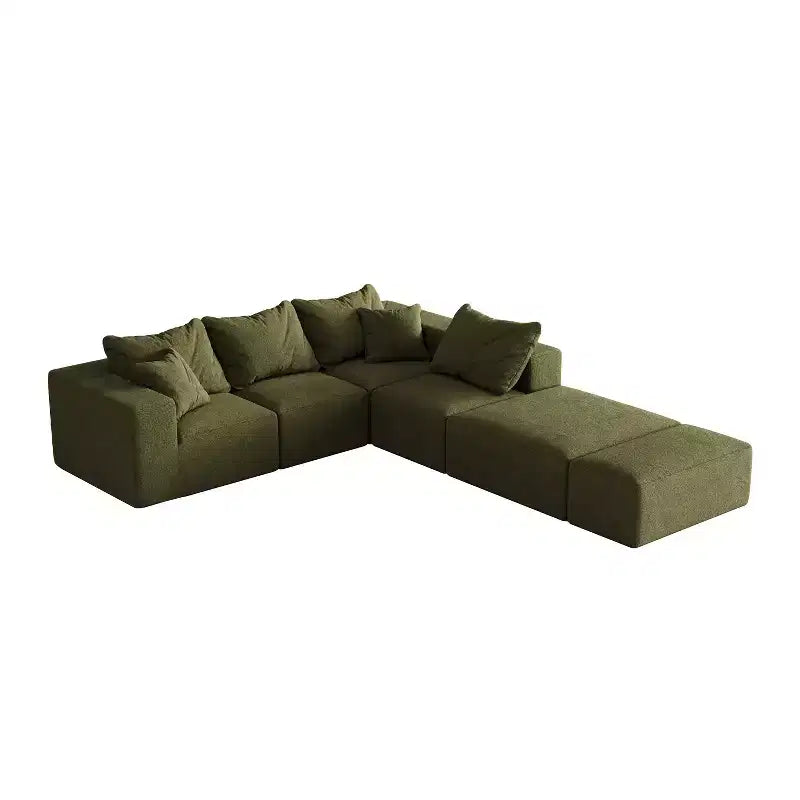 Divano sezionale modulare a L da 335 cm con rivestimento in ciniglia, set da 6 pezzi con cuscini profondi e cuscini decorativi per soggiorno e camera da letto