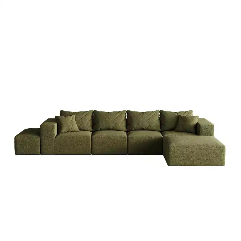 Divano sezionale modulare a L da 335 cm con rivestimento in ciniglia, set da 6 pezzi con cuscini profondi e cuscini decorativi per soggiorno e camera da letto