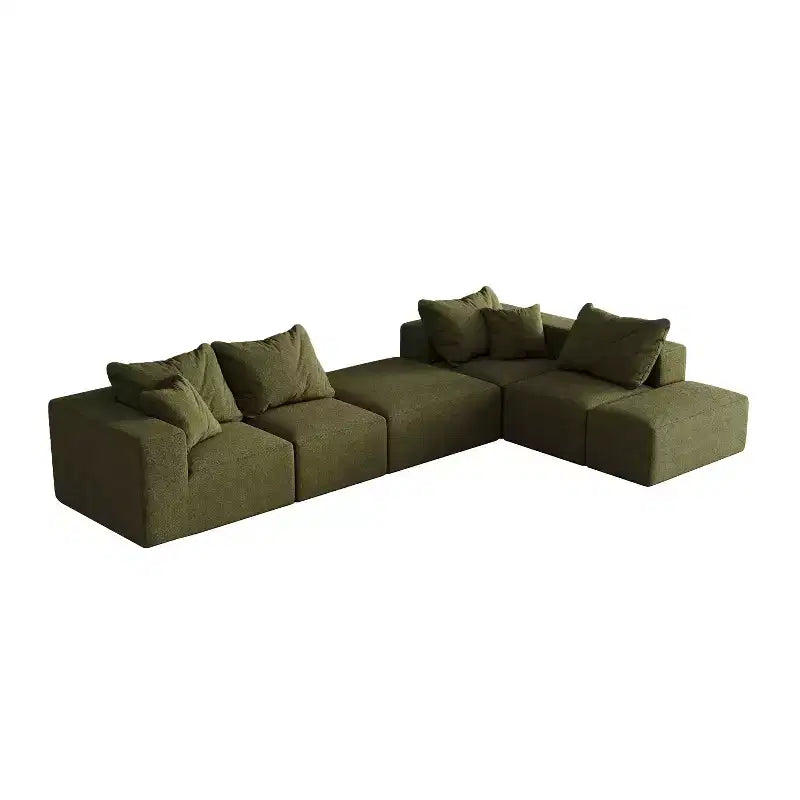Divano sezionale modulare a L da 335 cm con rivestimento in ciniglia, set da 6 pezzi con cuscini profondi e cuscini decorativi per soggiorno e camera da letto