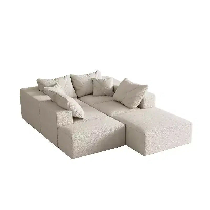Divano sezionale modulare a L da 335 cm con rivestimento in ciniglia, set da 6 pezzi con cuscini profondi e cuscini decorativi per soggiorno e camera da letto