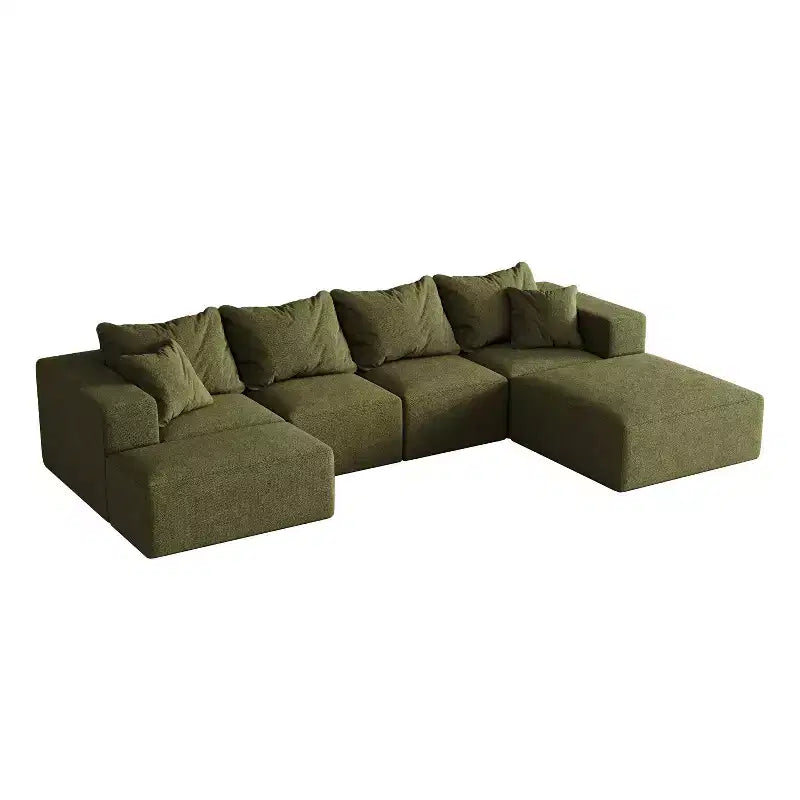 Divano sezionale modulare a L da 335 cm con rivestimento in ciniglia, set da 6 pezzi con cuscini profondi e cuscini decorativi per soggiorno e camera da letto