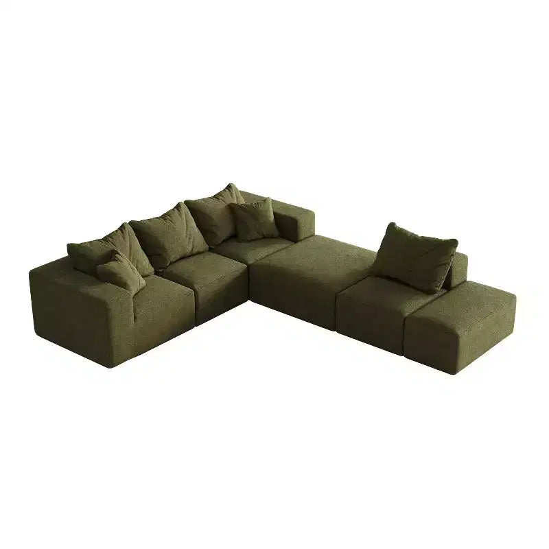 Divano sezionale modulare a L da 335 cm con rivestimento in ciniglia, set da 6 pezzi con cuscini profondi e cuscini decorativi per soggiorno e camera da letto