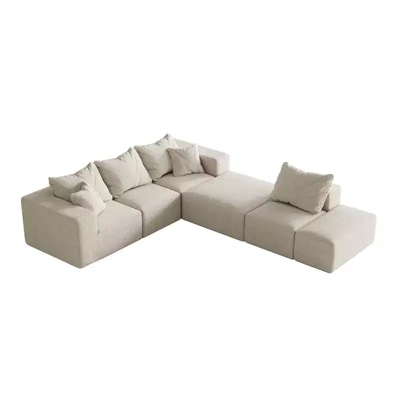 Divano sezionale modulare a L da 335 cm con rivestimento in ciniglia, set da 6 pezzi con cuscini profondi e cuscini decorativi per soggiorno e camera da letto