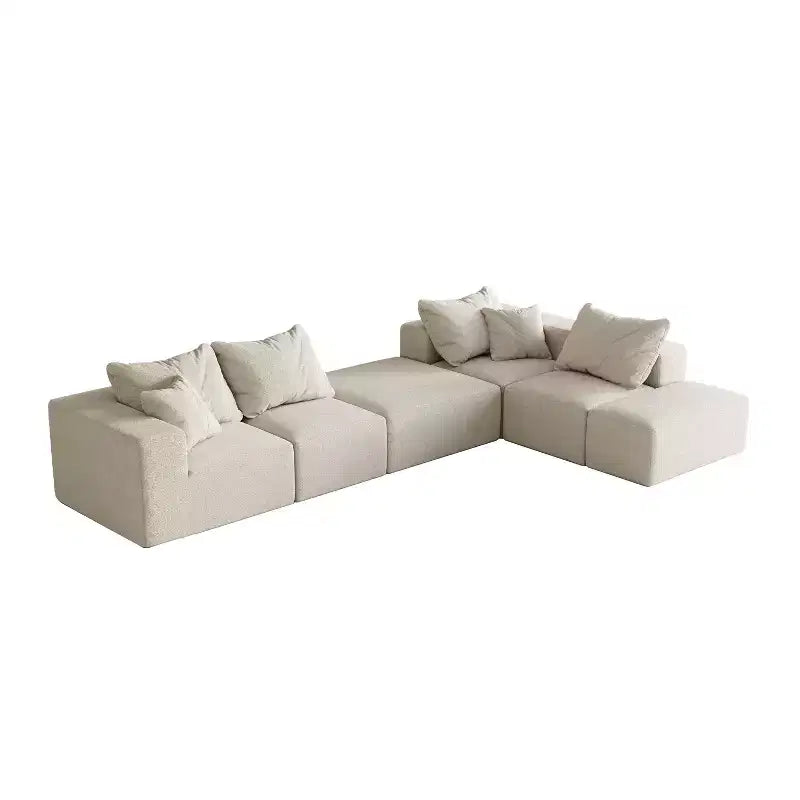 Divano sezionale modulare a L da 335 cm con rivestimento in ciniglia, set da 6 pezzi con cuscini profondi e cuscini decorativi per soggiorno e camera da letto