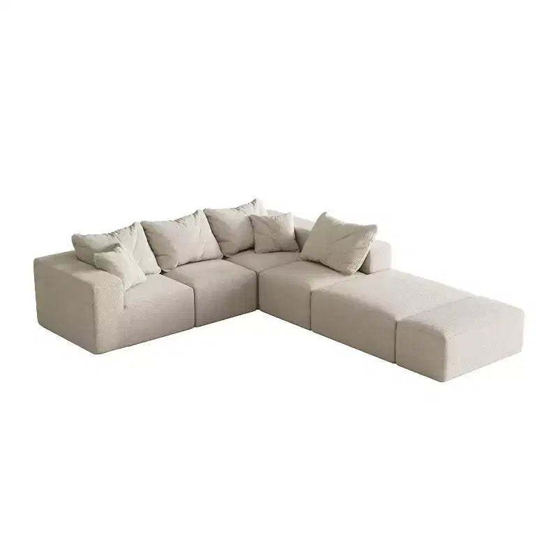 Divano sezionale modulare a L da 335 cm con rivestimento in ciniglia, set da 6 pezzi con cuscini profondi e cuscini decorativi per soggiorno e camera da letto