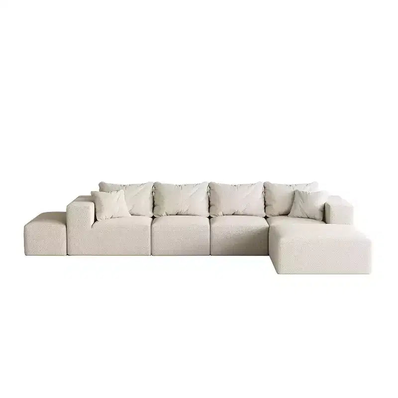Divano sezionale modulare a L da 335 cm con rivestimento in ciniglia, set da 6 pezzi con cuscini profondi e cuscini decorativi per soggiorno e camera da letto
