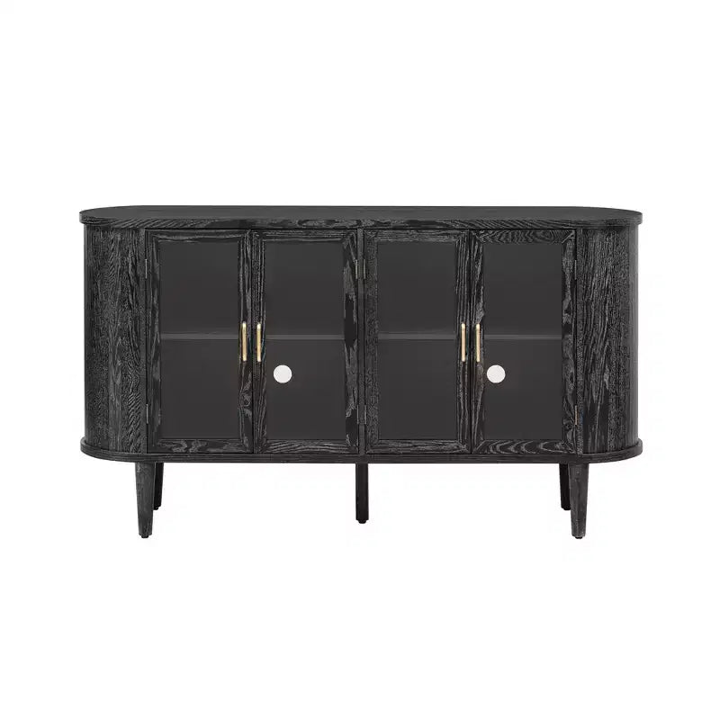 Credenza Bestier in Stile Rustico con Ante in Vetro e Ripiani Regolabili per Cucina, Sala da Pranzo e Soggiorno