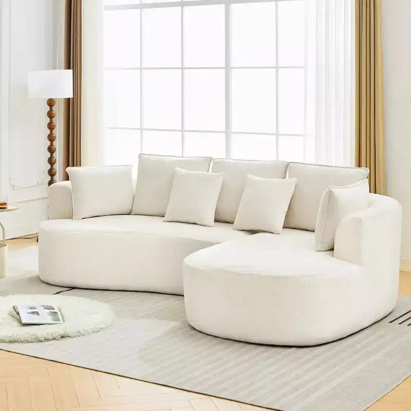 GustoWave 106 Divano Angolare Moderno Curvo Cloud con Chaise Longue, Divano Letto Modulare in Tessuto Ciniglia, Nessun Montaggio Richiesto