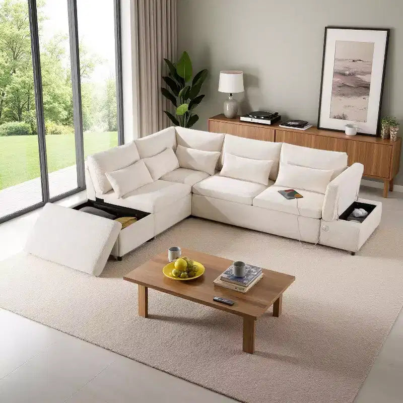 Divano componibile in ciniglia oversize Polibi con letto estraibile