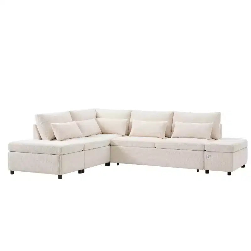 Divano componibile in ciniglia oversize Polibi con letto estraibile