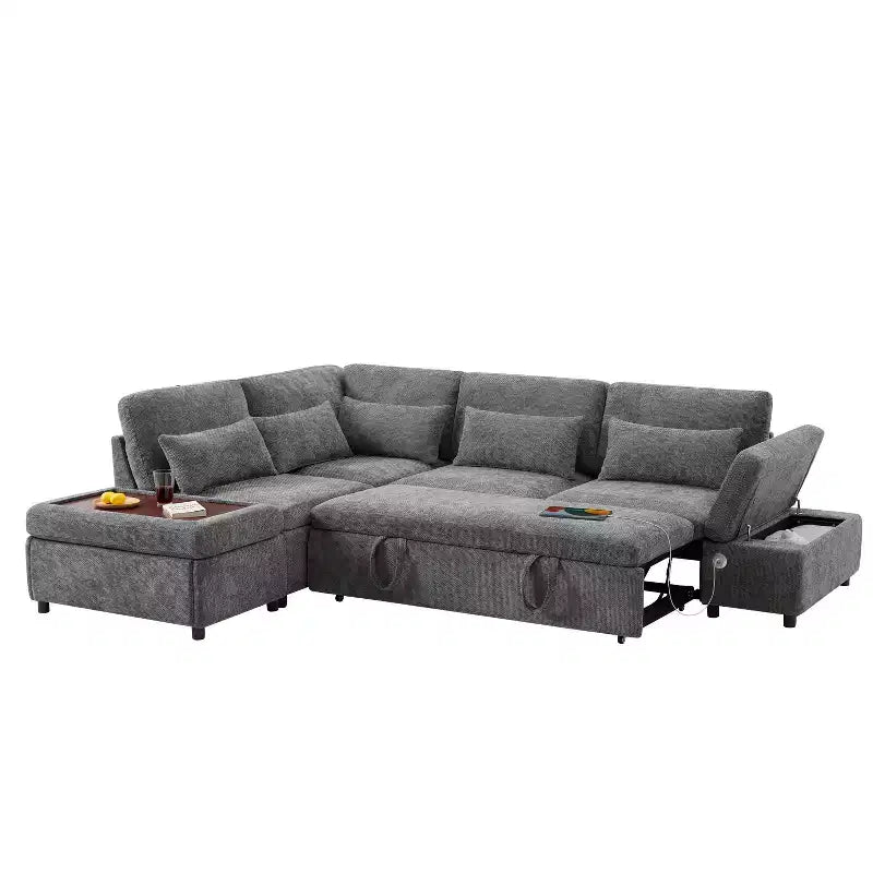 Divano componibile in ciniglia oversize Polibi con letto estraibile