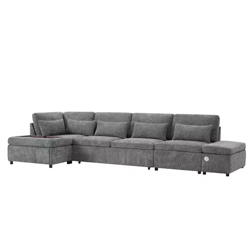 Divano componibile in ciniglia oversize Polibi con letto estraibile