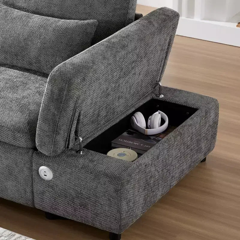 Divano componibile in ciniglia oversize Polibi con letto estraibile