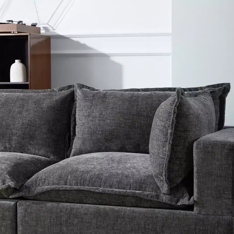 Divano componibile a U oversize a 7 posti Polibi con pouf contenitore