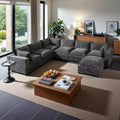 Polibi 7-Seat Oversized U-Shaped Modular Sectional Sofa with Storage Ottoman