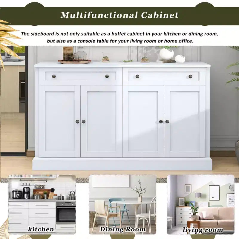 GDFStudio Philip 58 Armadietto Credenza Buffet con Cassetti e Ripiani Regolabili