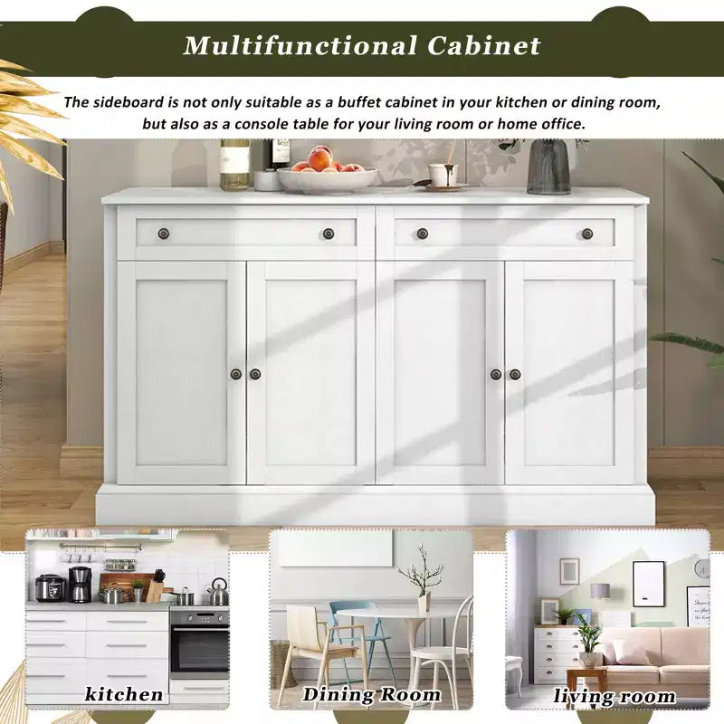 GDFStudio Philip 58 Armadietto Credenza Buffet con Cassetti e Ripiani Regolabili