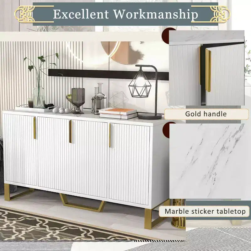 GDFStudio Gracie 60 Credenza/Buffet Moderno con Ripiani Regolabili e Ante