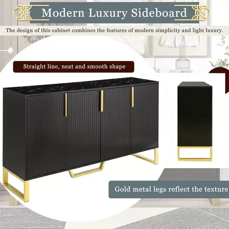 GDFStudio Gracie 60 Credenza/Buffet Moderno con Ripiani Regolabili e Ante