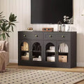 Acekool 55 Farmhouse Buffet Cabinet with Storage, Sideboard Console Table with 2 Drawers & 4 Acrylic Doors for Kitchen, Dining & Living Room, White