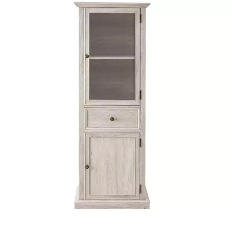 Credenza Alta Moderna con Ante e Ripiani in Vetro - Madia Versatile Autoportante con Cassetto per Soggiorno, Cucina, Sala da Pranzo e Ufficio