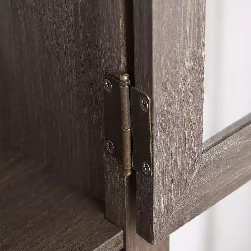 Credenza Alta Moderna con Ante e Ripiani in Vetro - Madia Versatile Autoportante con Cassetto per Soggiorno, Cucina, Sala da Pranzo e Ufficio