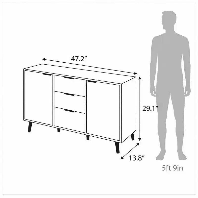 Homy Casa Credenza/Buffet Moderna da 120 cm con Spazio Contenitore e 3 Cassetti, Rovere