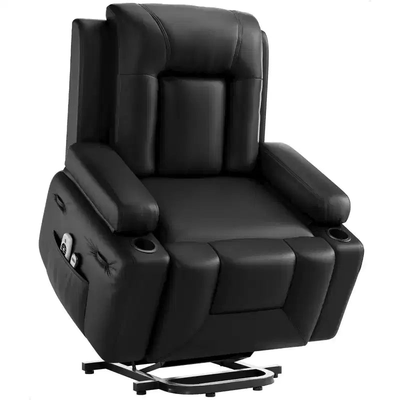 Fauteuil inclinable électrique surdimensionné - Chaleur et massage, fauteuil inclinable électrique en cuir PU pour personnes âgées et à mobilité réduite, fauteuil releveur robuste