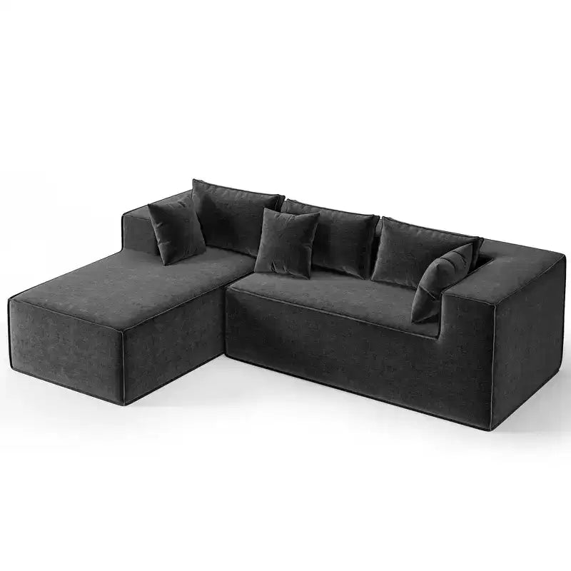 Divano componibile per soggiorno, Divano componibile Cloud con seduta profonda, Divano componibile a L da 271 cm con chaise longue, Divani imbottiti