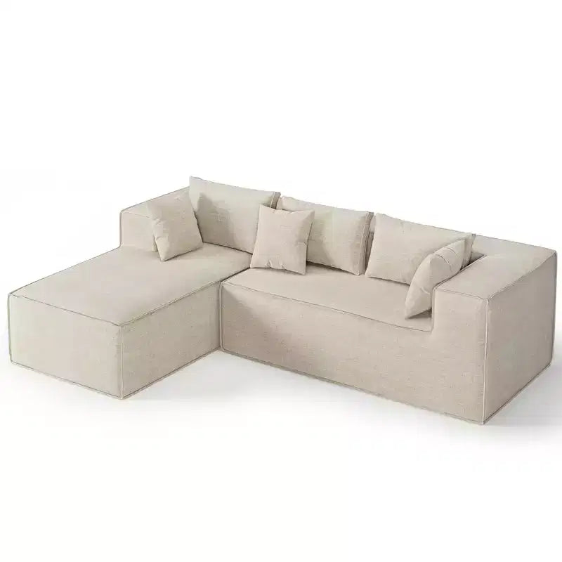 Divano componibile per soggiorno, Divano componibile Cloud con seduta profonda, Divano componibile a L da 271 cm con chaise longue, Divani imbottiti