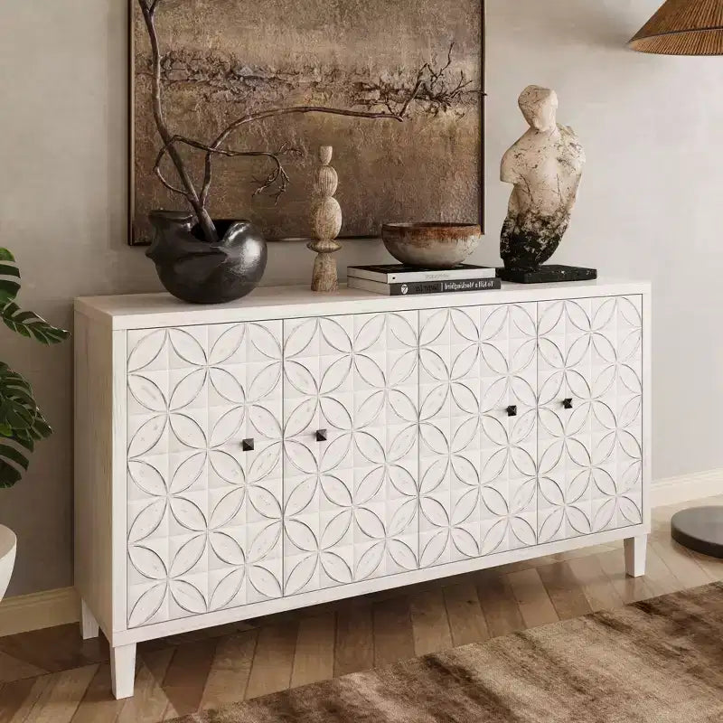 GDFStudio Sophia Buffet moderne de 152 cm avec 4 portes et étagères réglables
